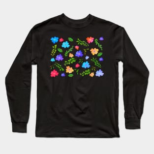 BOTANICAL FLOWERS AND LEAVES PATTERN Long Sleeve T-Shirt